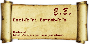 Eszlári Barnabás névjegykártya