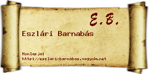 Eszlári Barnabás névjegykártya